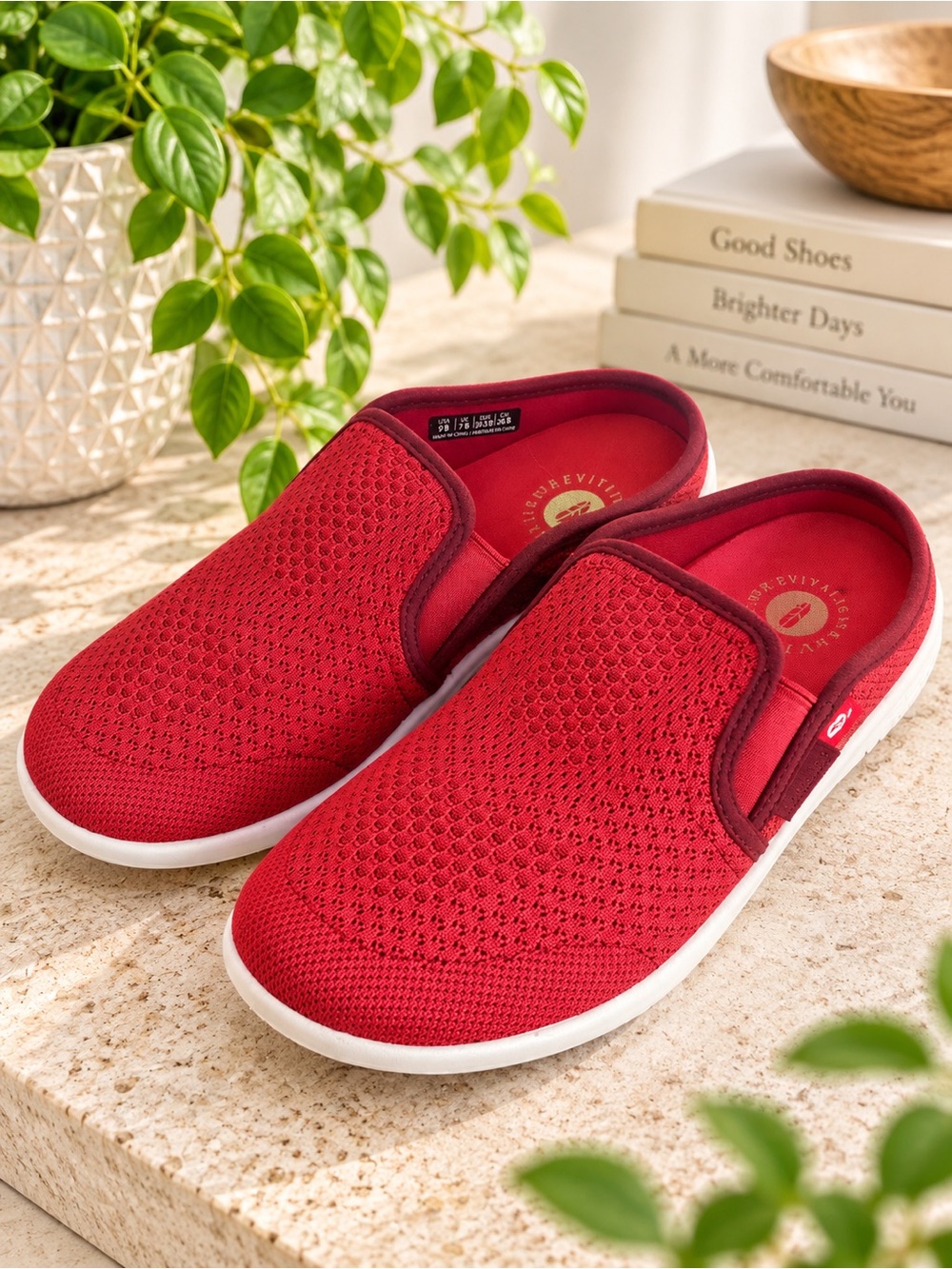 Revitalign Christina Stretch Red Slip-On Mules Size 9 #78